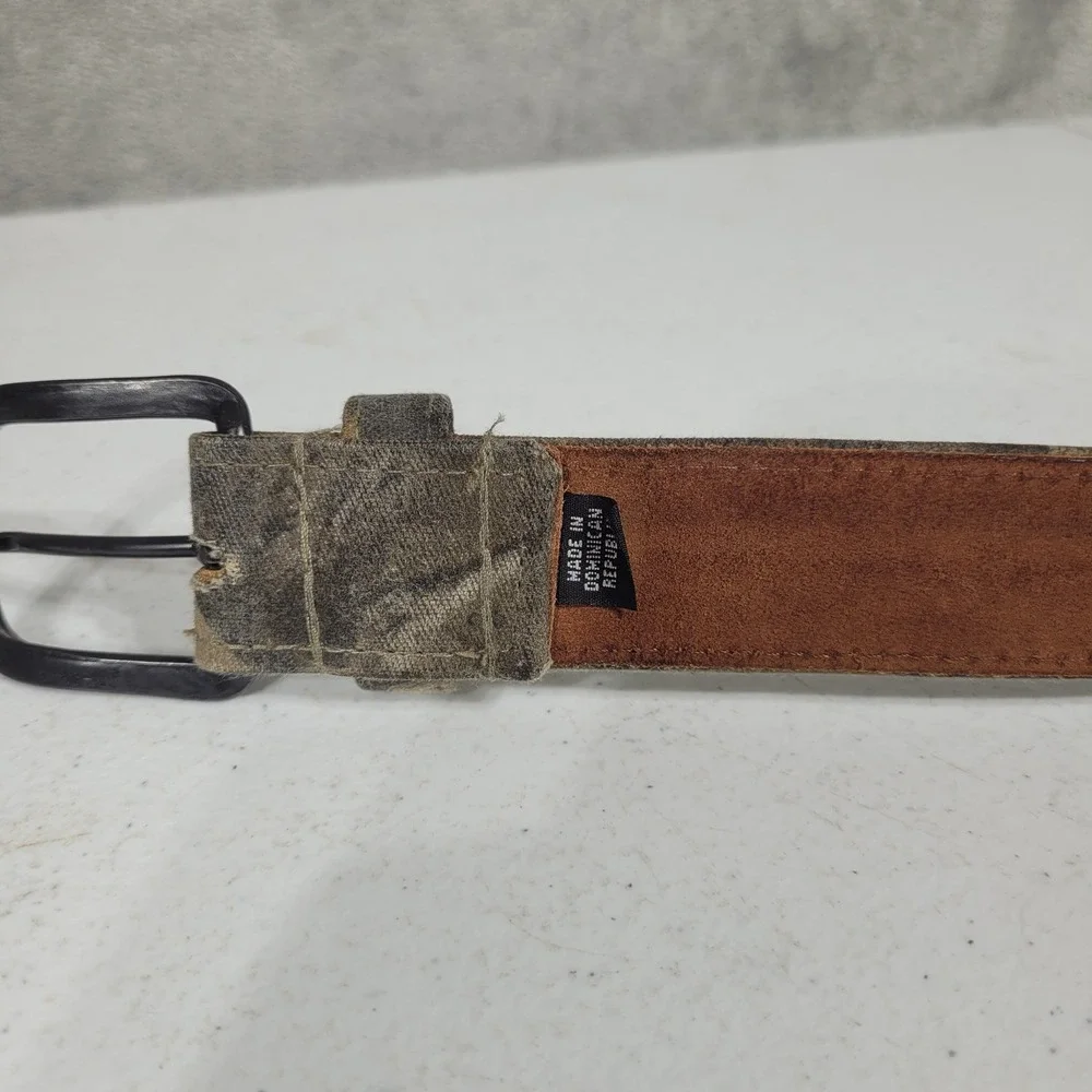 Realtree Belt Mens Size 38 Camo Canvas Leather Lined Outdoor Casual Grommet